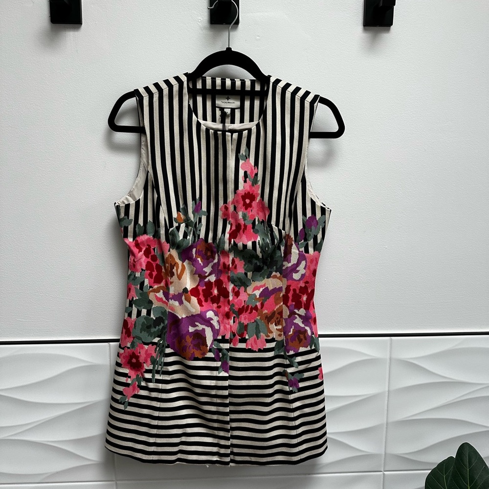 Tuckernuck Black and White Striped Floral Tunic